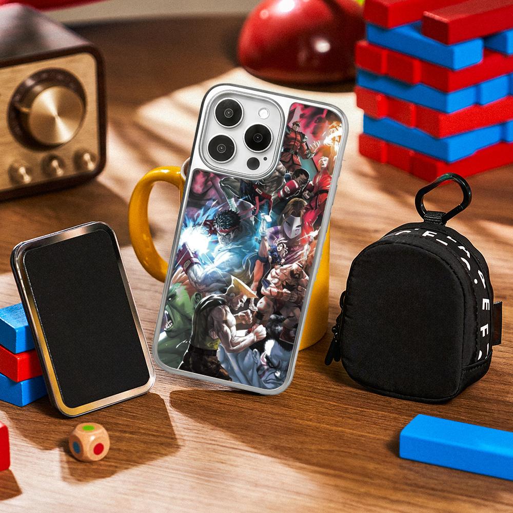 Game Street Fighter Classic Japan Poster Phone Case for iPhone 16 15 14 13 12 11 Pro Max Sheepskin Silver-edged Protective Case