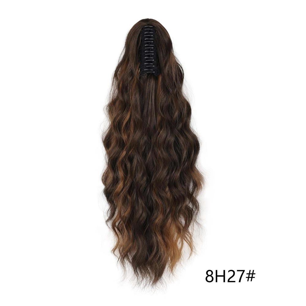 

Synthetic Long Wavy Curly Hairpieces Clip On Ponytail Hair Extension for Women 8H27