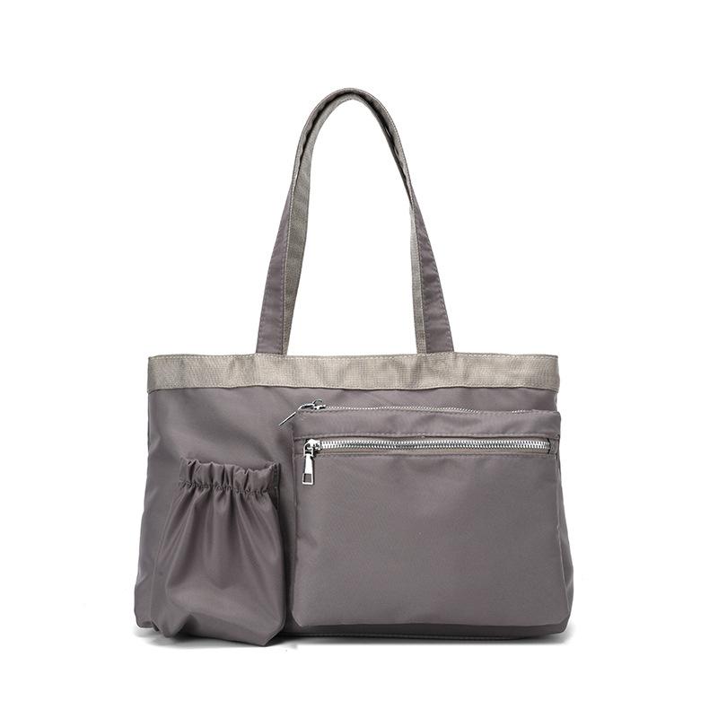 

Japanese Simple Solid Color Shoulder Bags for Women Large Capacity Multi-Pocket Ladies Nyl Tote College Student Class Handbag серый