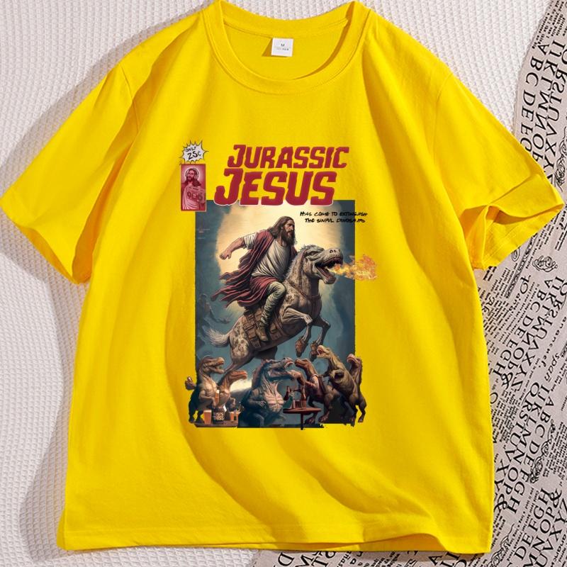 Jesus Riding A Dinosaur Tshirts For Unisex Unisex Vintage 90s Graphic T Shirt Jesus Hand Drawn Tshirt T Rex Christian Easter Tee
