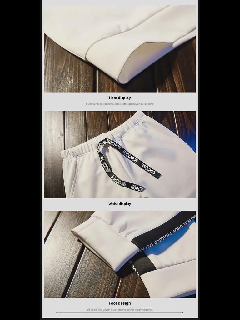 Men's Trendy Spring & Autumn Casual Suit: Fashionable Korean-Style Sports Jacket and Sweater Set