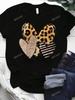 Urban Fashion Women's Leopard-print Short-sleeved Top Summer Daily Casual Women's Crew-neck T-shirt Outdoor Street Elegant Top