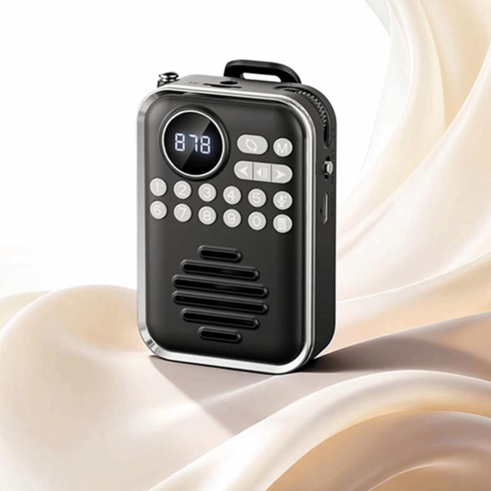 400mAh Battery Clip-On Radio Bluetooth Speaker Rechargeable Battery Portable FM Radio Home Decor