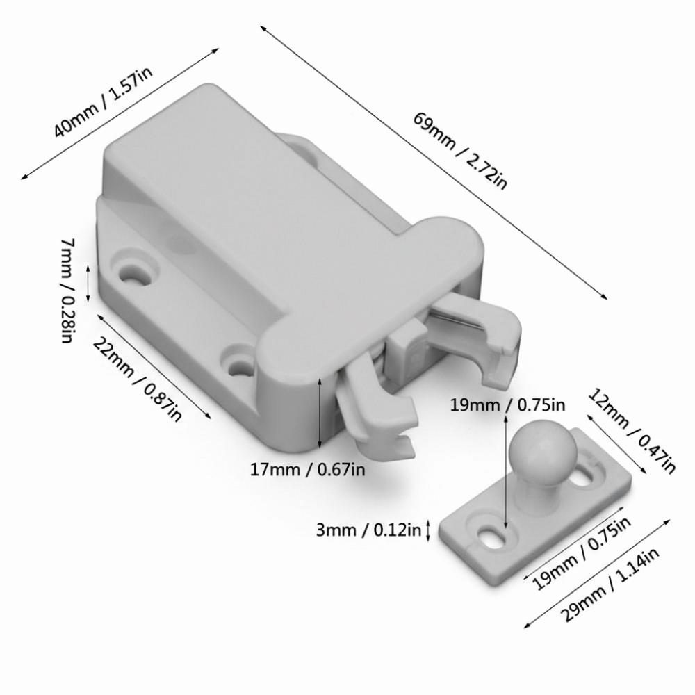 10pcs Durable White Cabinet Door Rebounder Beetle Shape Touch Release Cupboard Touch Release Latches Cupboard Latch Home