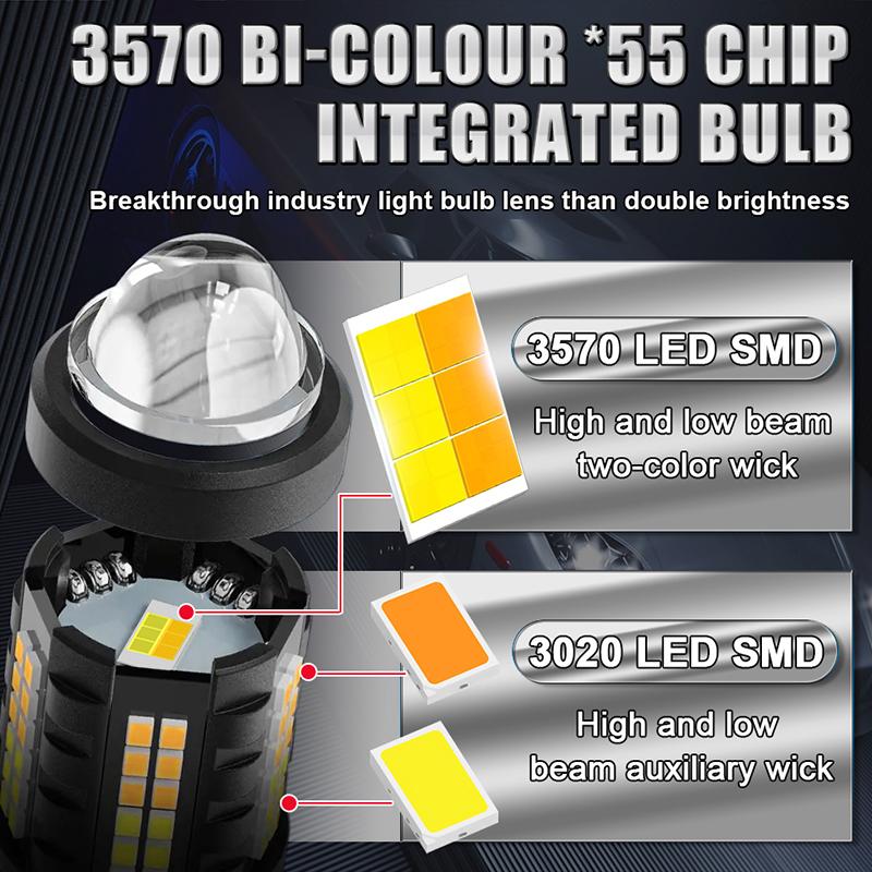 1 Stück H4 Motorrad Scheinwerferbirne Zweifarbig Weiß Gelb BA20D H6 CSP 3570 LED Scheinwerfer mit Angel Eye