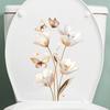 3D Realistic Flower & Butterfly Toilet and Window Stickers, Lifelike Waterproof Removable Bathroom Wall Decals