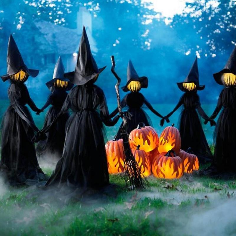 Halloween Witch Decorations Outdoor Lighted Witches Garden Decor With Sound Halloween Scary Props For Porch Garden Lawn Patio