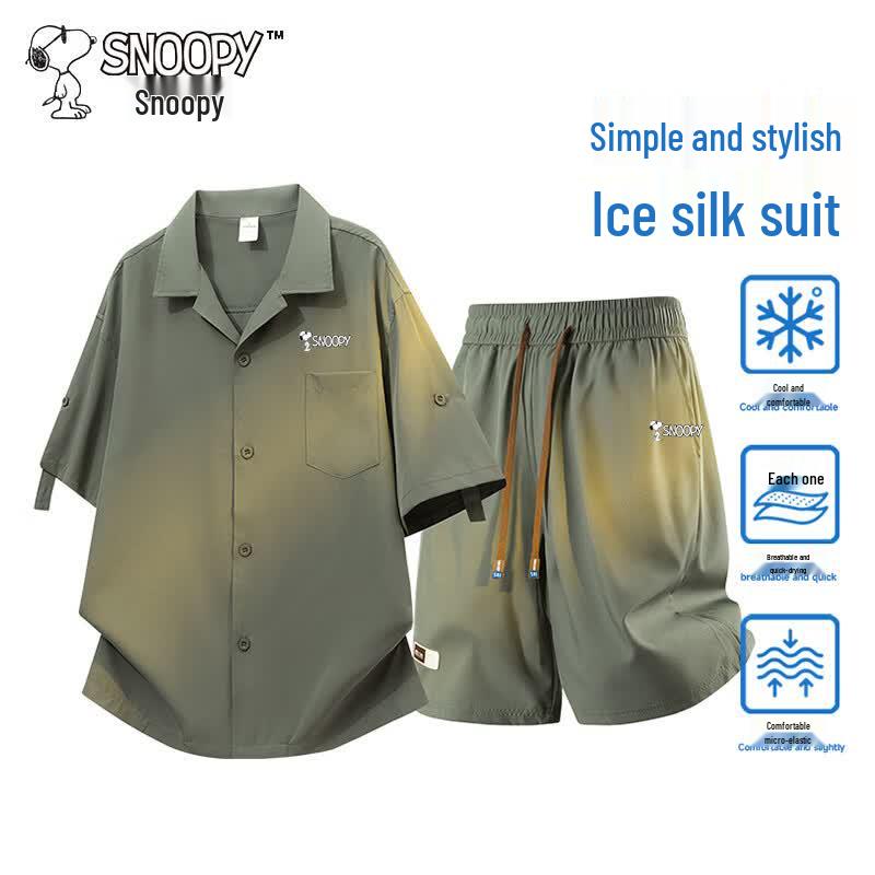 Snoopy Men s Summer Short-Sleeve Shirt & Shorts Set 2XL