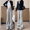 Gray Micro-pull Sweatpants Women's Autumn New Small High-waisted and Thin Sweatpants Loose Casual Horseshoe Pants