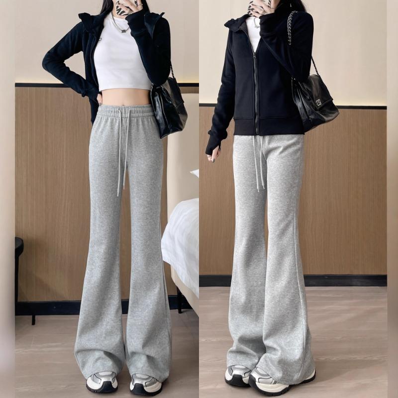 Gray Micro-pull Sweatpants Women's Autumn New Small High-waisted and Thin Sweatpants Loose Casual Horseshoe Pants