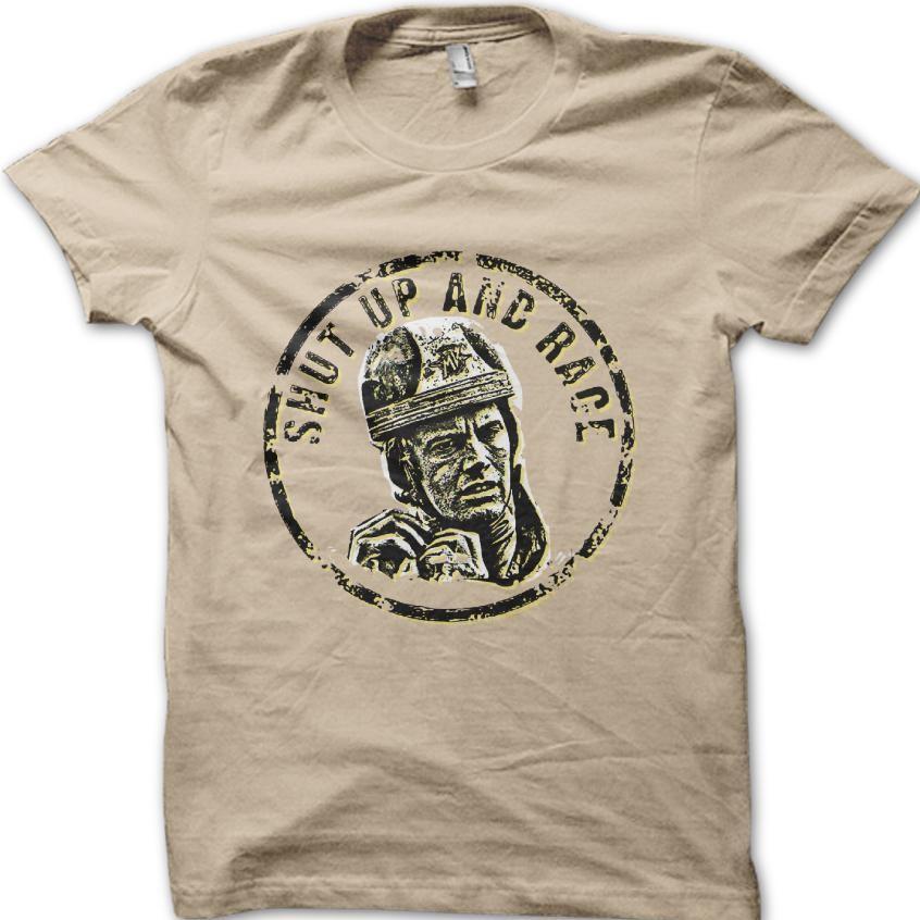 VINTAGE BIKER Shut Up And Race Motorcycle Classic Cafe Racer T-Shirt 06003 M
