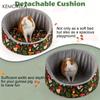KEMORELA Cozy Guinea Pig Bed Soft Washable Small Pet Cuddle Bed with Thick Removable Pad Dark Green Mushroom Leaf Pattern