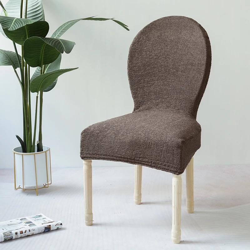 Round Backrest Dining Elasticity Cotton Linen Chair Cover Non-slip Protection Chair Cover Simple Room Stool Cover High Quality
