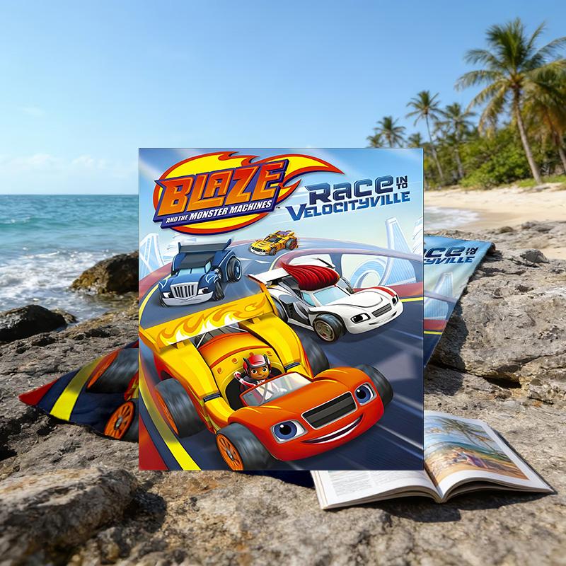 1 Stück Blaze und die Monster-Maschinen (4) Strandtuch, Strand- und Meeresufer-Schwimmbadausstattung, Modisches Muster, Rechteckig, Reiseutensilien
