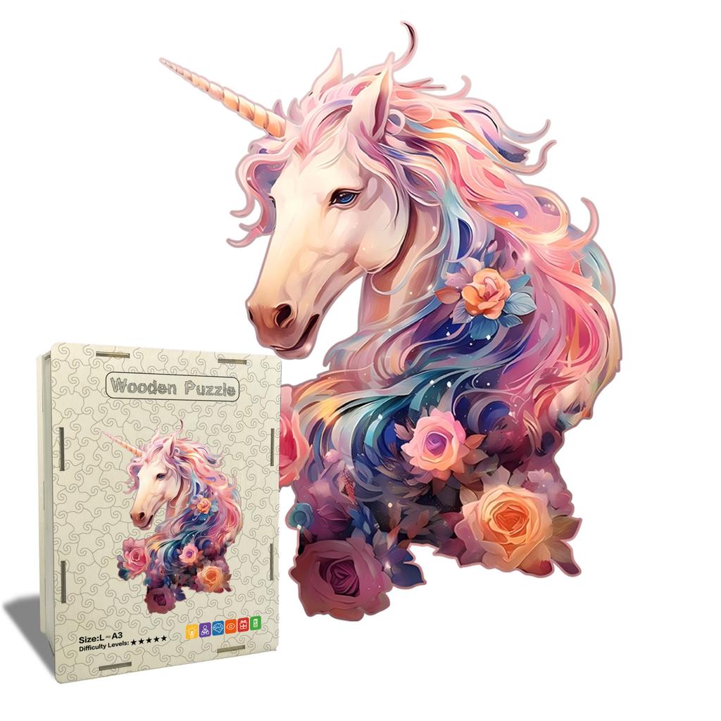 Holz Einhorn Puzzle Spielzeug Unregelmäßiges Alien Puzzle Geschenk Entpackspiel