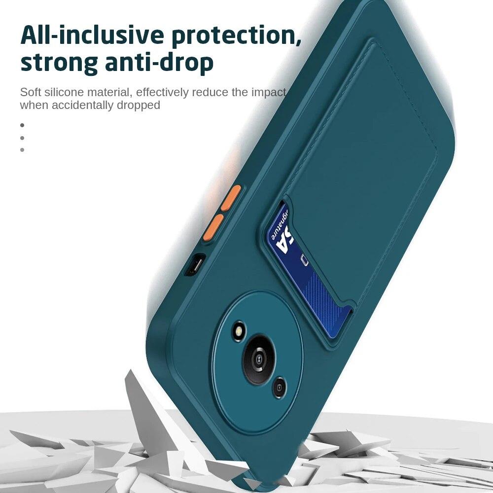 Für Xiaomi Redmi A3 4G 2024 Hülle Brieftasche Kartensteckplatzhalter Abdeckung für RedmiA3 A 3 Candy Farbe Weiches Silikon Stoßfester Schutz Matte TPU Stoßstange