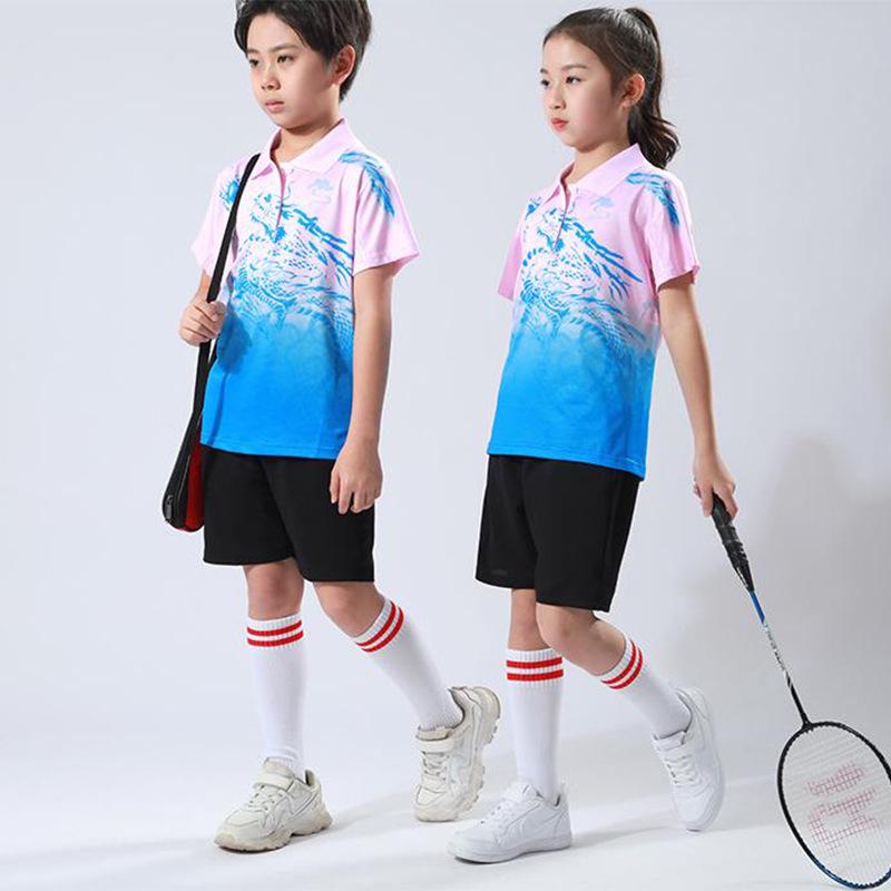 Quick-Dry Table Tennis & Badminton Clothing Set: Kids' Polo & Adult Short Sleeve