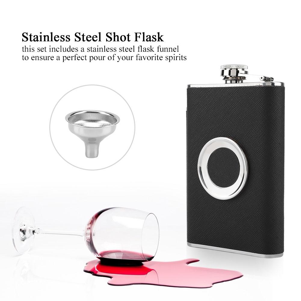8 Oz Stainless Steel Shot Flask with Built In Collapsible Shot Glass and Funnel