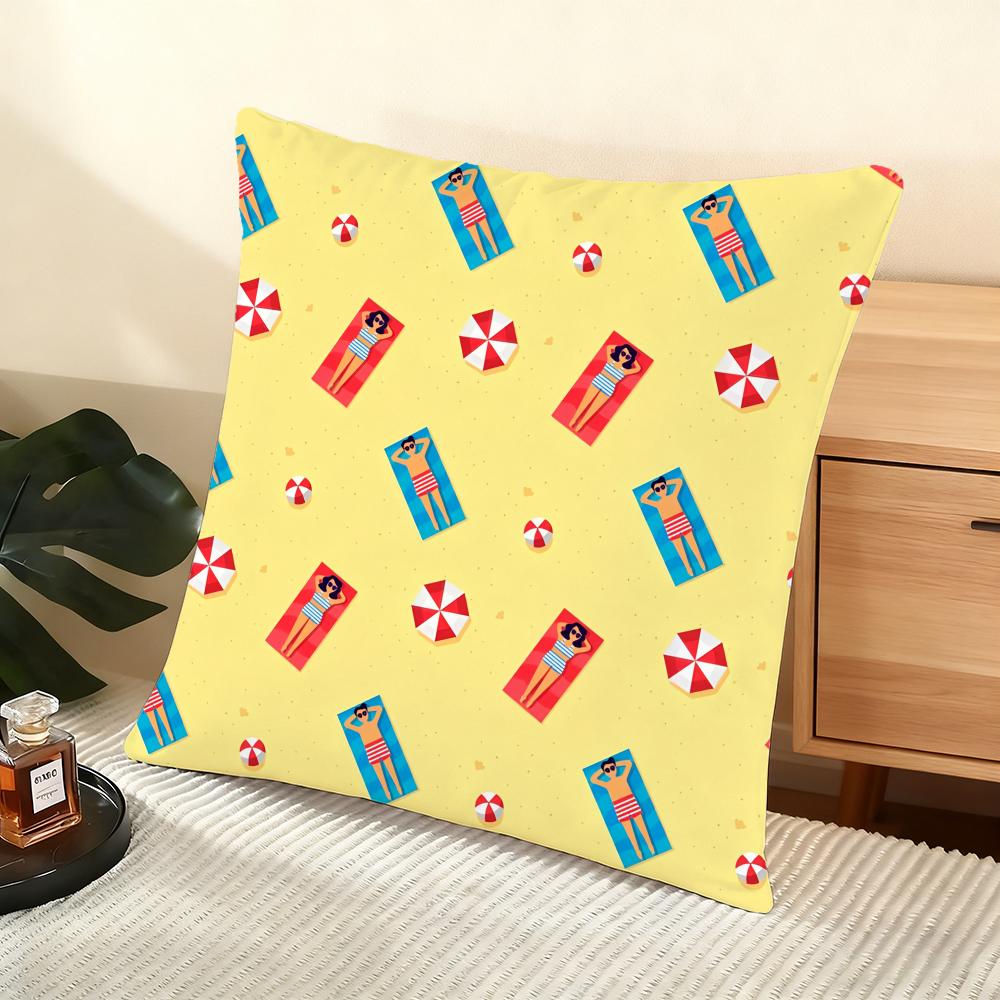 Beach Chair Cushion Cover Soft Short Plush Pillow Cover Smooth Cozy Texture Aesthetic Cushion Case Home Decor