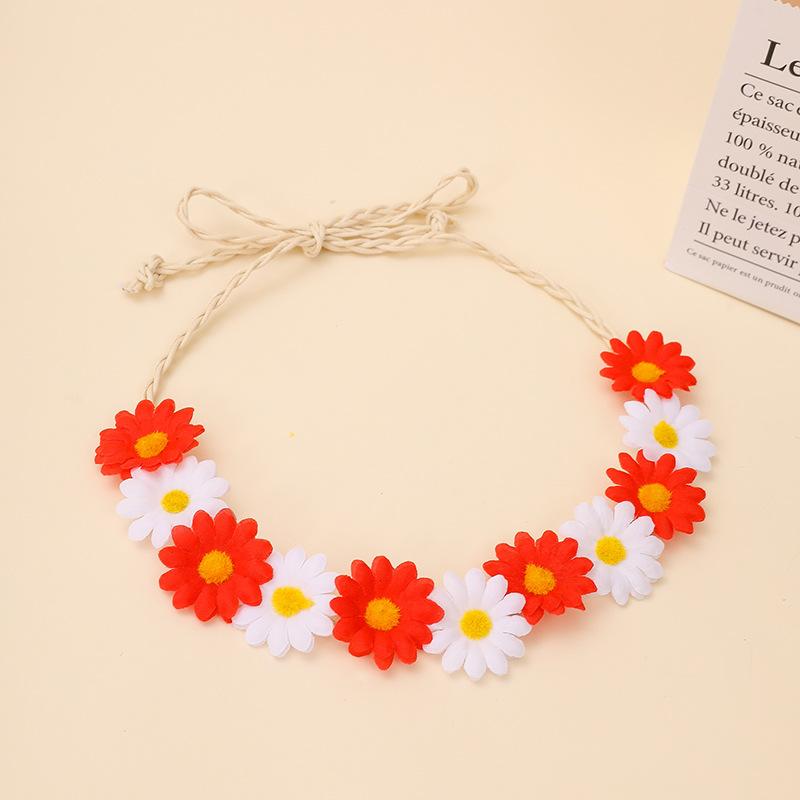 Künstliches Gänseblümchen-Blumen-Stirnband Böhmisches Gänseblümchen-Festival-Haarband Seil-Haarschmuck Verstellbares Böhmisches Haarband