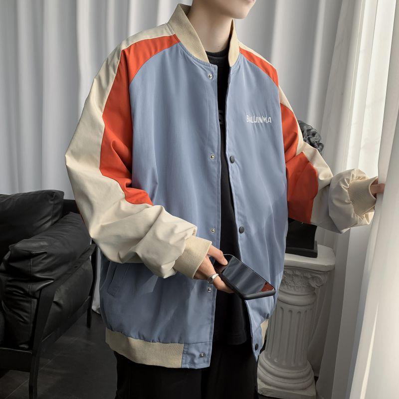 American Color Matching Fried Street Baseball Jersey Men's Spring and Summer Thin Loose Ins Trendy Brand Ruffian Handsome Casual Versatile Jacket
