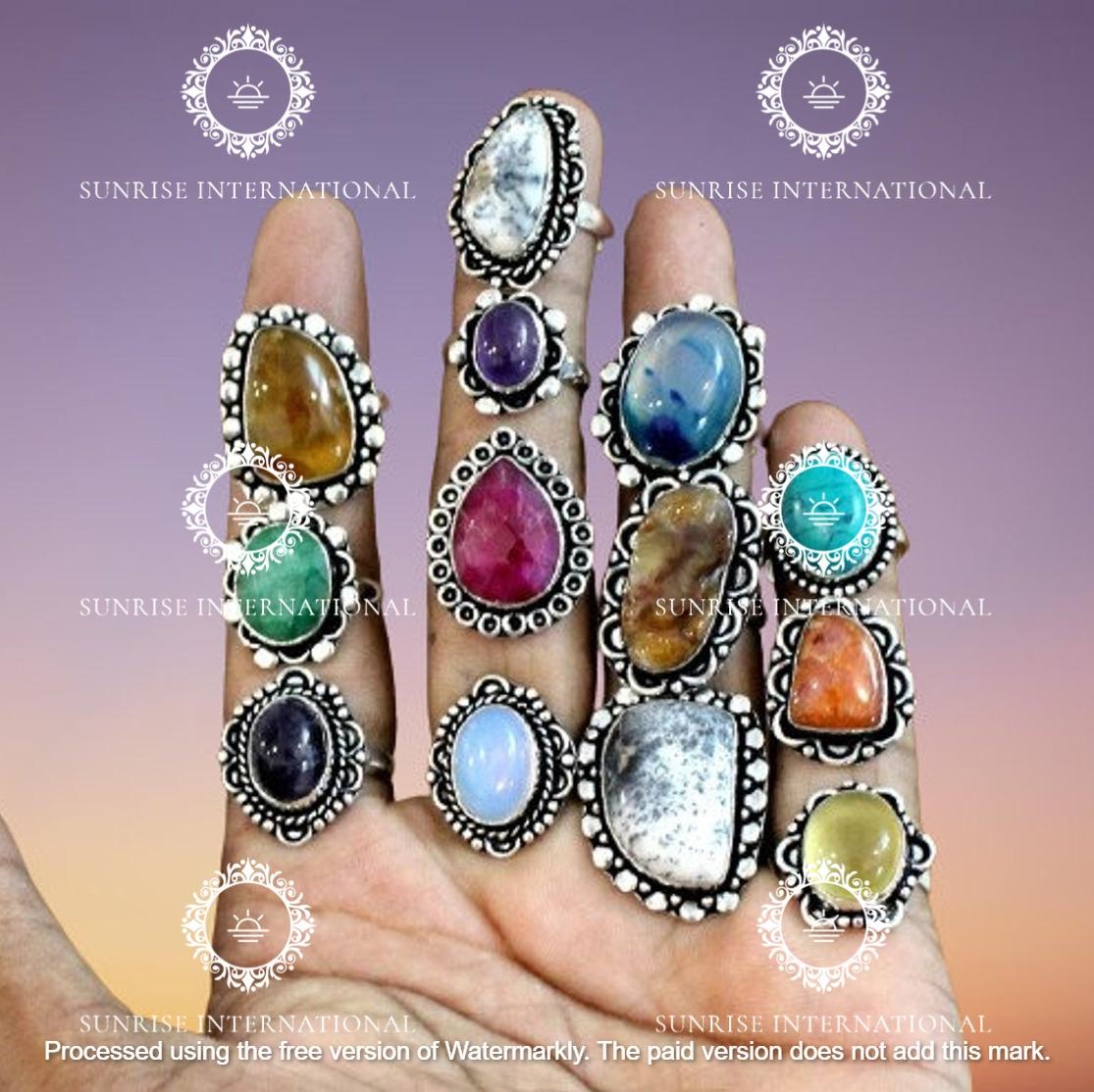 

Оптовая партия!!! Кольцо с несколькими и смешанными драгоценными камнями, кольцо ручной работы, посеребренное кольцо 925 пробы, объемное кольцо, подарок для нее, экспресс-доставка Free Size синий