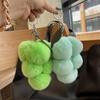 Cute Grape Poms Bag Chain Keychains Fluffy Pompoms Pendant Rex Rabbit Fur Pompoms Keyring Backpack Bag Accessories