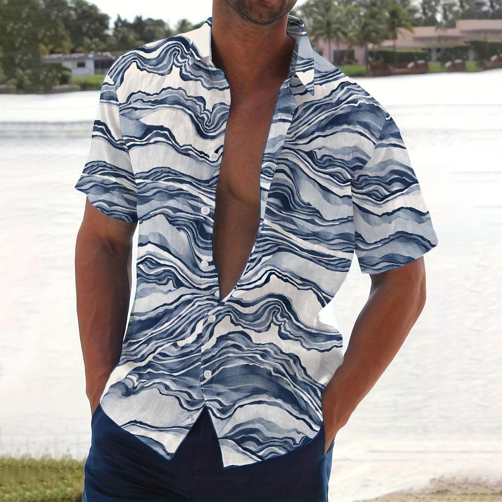 

Мужская летняя новая свободная рубашка с коротким рукавом с принтом, кардиган, пляжная рубашка L