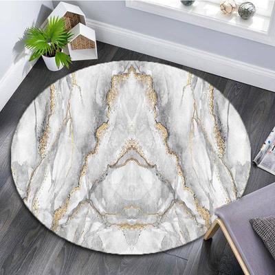 1Pcs White Marble Round Rugs Waterproof Non-Slip Thick Cushioned Floor Mat Heavy Duty Comfort Standing Mat for Kitchen