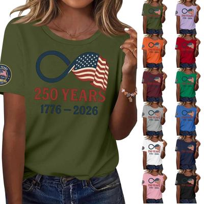 Women's Fashion Casual Printed Short Sleeve Round Neck Pullover Tops
