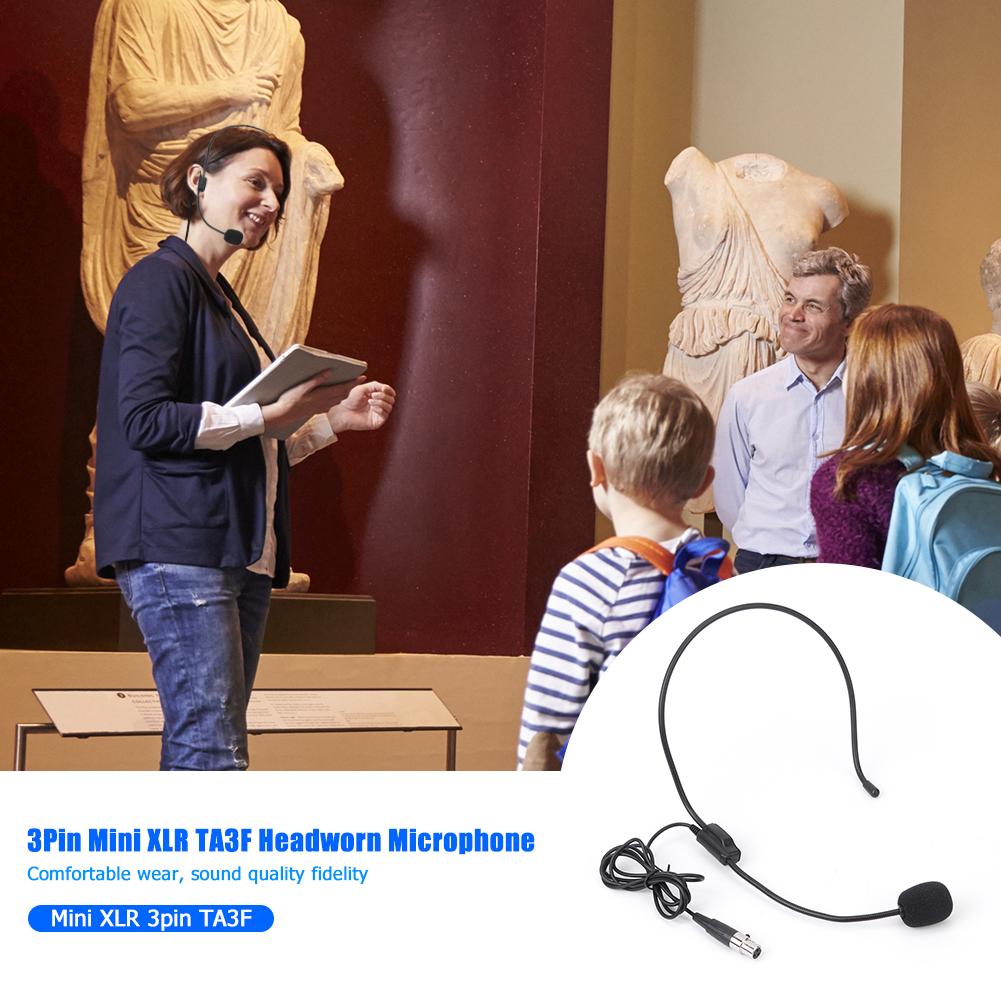 Mini XLR 3Pin TA3F Earhook Hanging Headset Mic for Wireless Bodypack Transmitter
