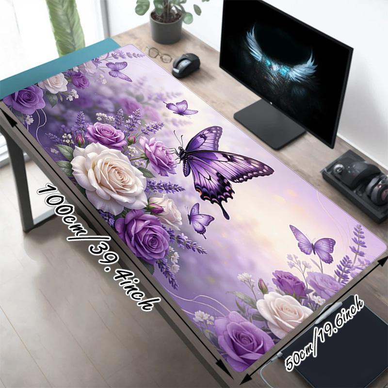 Butterfly Garden Xl Gaming Mouse Pad Nonslip Rubber Base Stitched Edge Waterproof Desk Mat For Pc Laptop Gamer Office Computer Accessories C927141