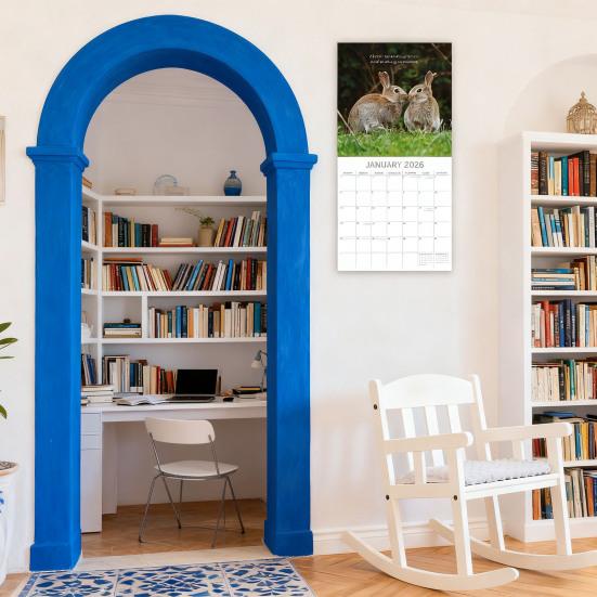 2026 Kisses Square Wall Calendar 16-Month Cute Animal Theme Planner from Sep 2025 12x12 Inch Hanging Schedule Organizer