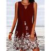 Jupe d'été ample imprimée à manches longues pour femmes, robe sans manches à motif Floral