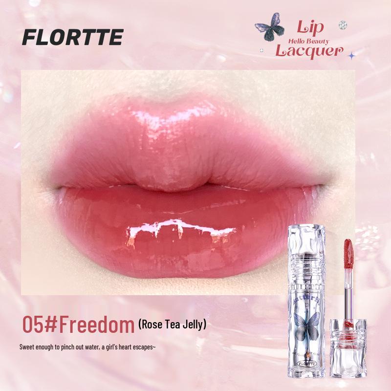 FLORTTE Girls' Dormitory Watery Light Lip Lacquer - So Beautifully Amelia: Transfer-resistant Mirror Gloss