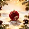 8cm bordeauxrote beflockte Weihnachtskugeln mit goldenem Glitzer-Muster, 24 Stück Geschenkbox-Set, 3 Muster Weihnachtsbaumschmuck