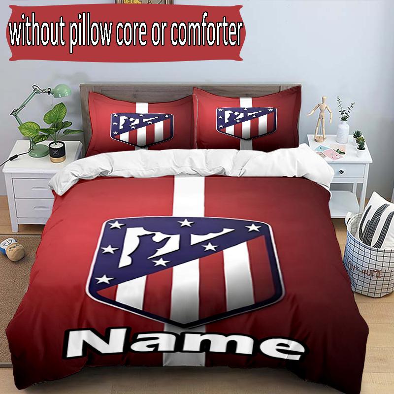 Set copripiumino 3 pezzi (1*Copripiumino + 2*Federe, Senza Nucleo), Set Biancheria da Letto con Nome Personalizzato e Motivo Squadra di Calcio, Decorazione Camera da Letto per la Casa Regalo