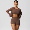 Tight Naked Feeling Brushed Yoga Suit, Quick Drying Breathable Sports Set, Outdoor Leisure Running Fitness Three Piece Set For Women