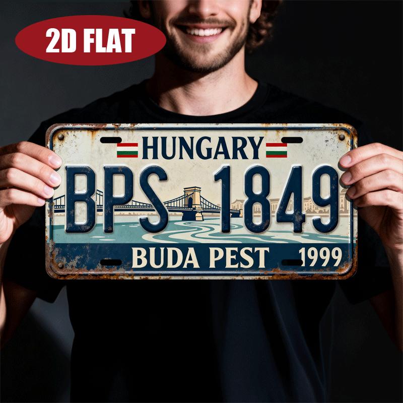 

Hungary Budapest BPS Retro D Flat Printing License Plate Style Metal Tin Sign Historic Hungarian City Themed Decorat 15x30cm(5.9x7.8inch)