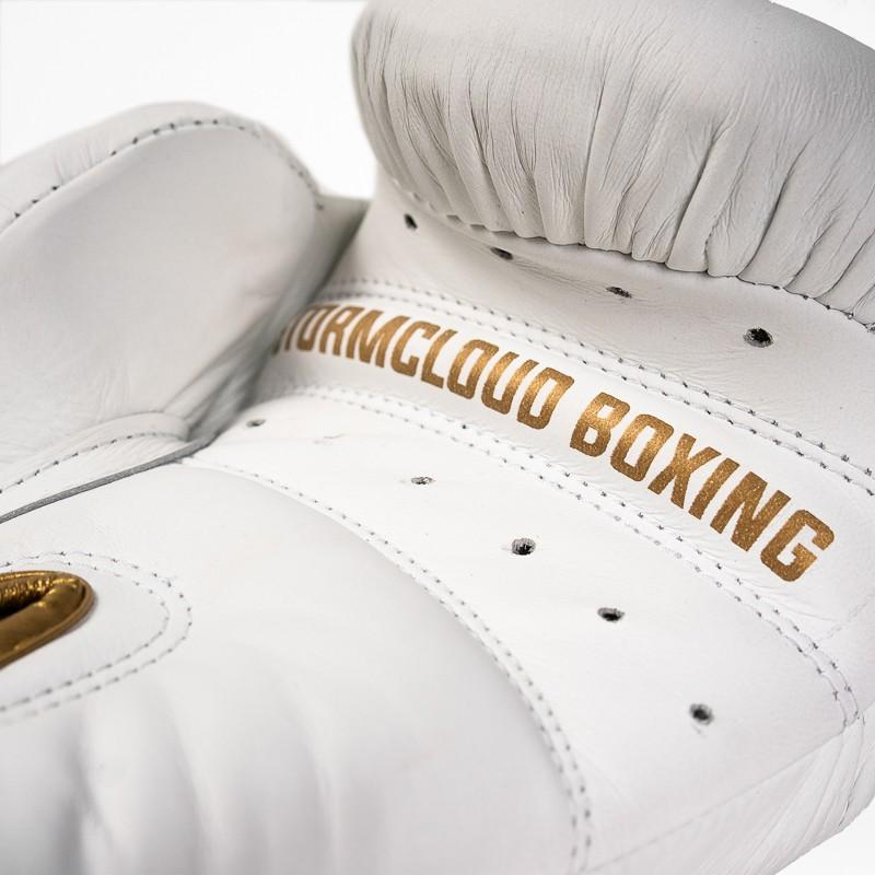 StormCloud Boxing Pro Genuine Leather Boxing Gloves White/Gold 16oz