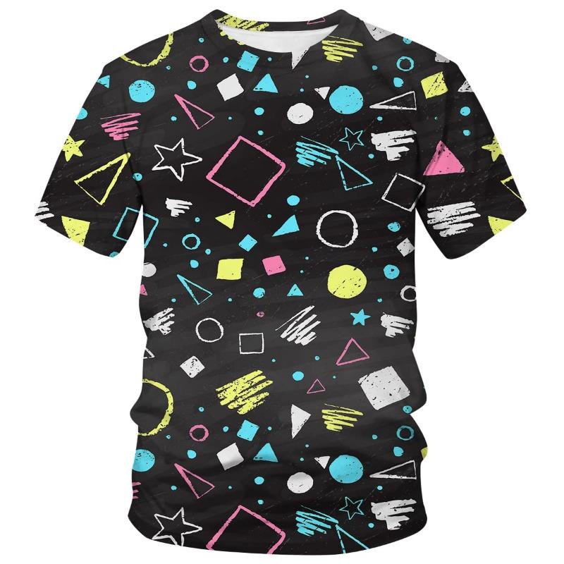 80s 90s 3D Print T-Shirts Men Hip Hop Short Sleeve T Shirt Neon Disco Party Costume Oversized Tees Harajuku Y2k Top Kid Clothing