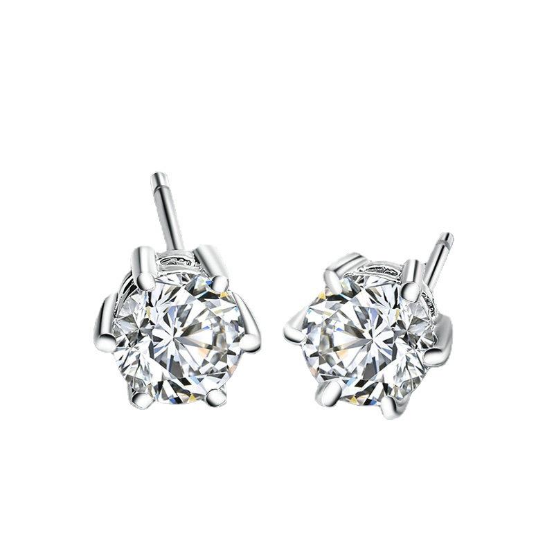 Korean Style Copper-Plated Silver Six Claw Earrings for Women