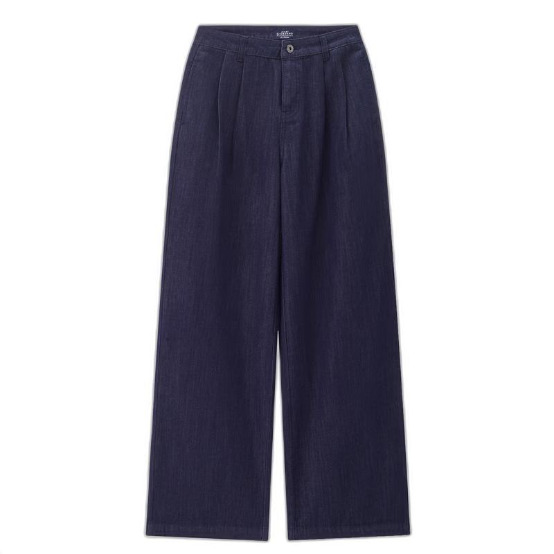 Giordano Women's 2026 Spring Washed Pleated High-Waist Wide-Leg Denim Jeans