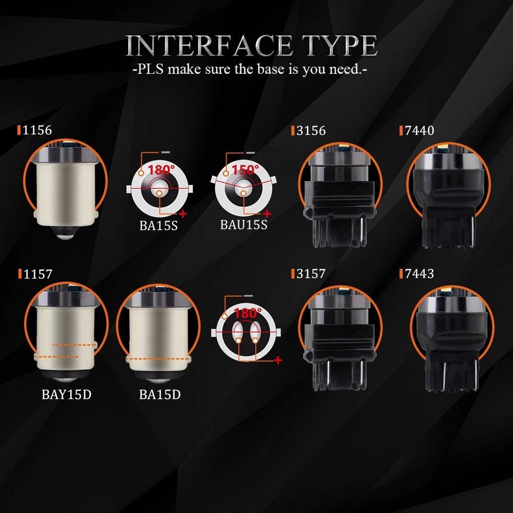 2PCS 1156 BA15S P21W BAU15S PY21W 7440 W21W P21/5W 1157 BAY15D 7443 3157 LED Bulbs 144smd CanBus Lamp Reverse Turn Signal Light