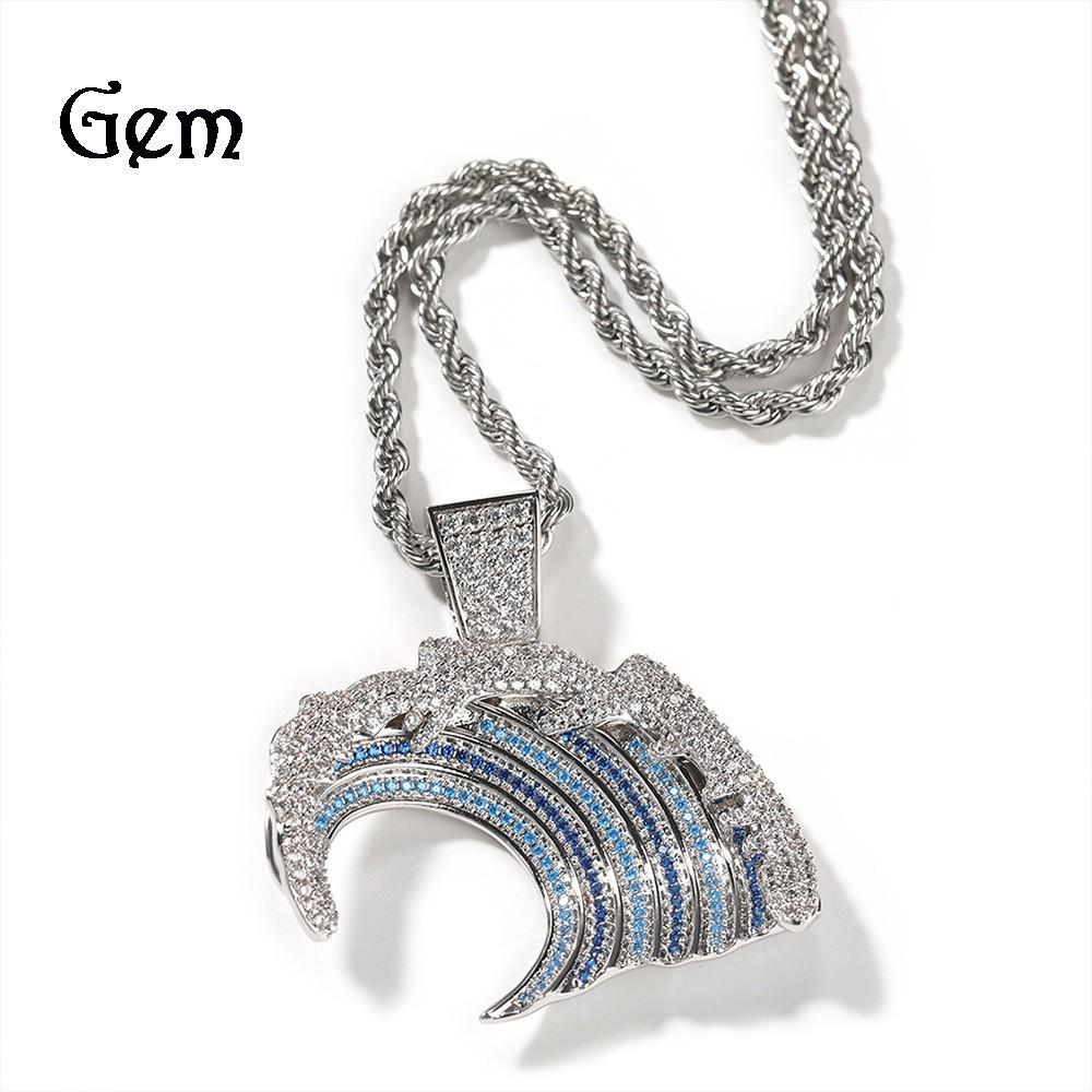 Hip Hop Necklace Personality Diamond Wave Hipster Pendant Ins Fashion Versatile Men's Pendant