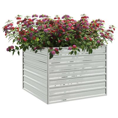 Garden Raised Bed 100x100x77 Cm Galvanized Steel Silver
