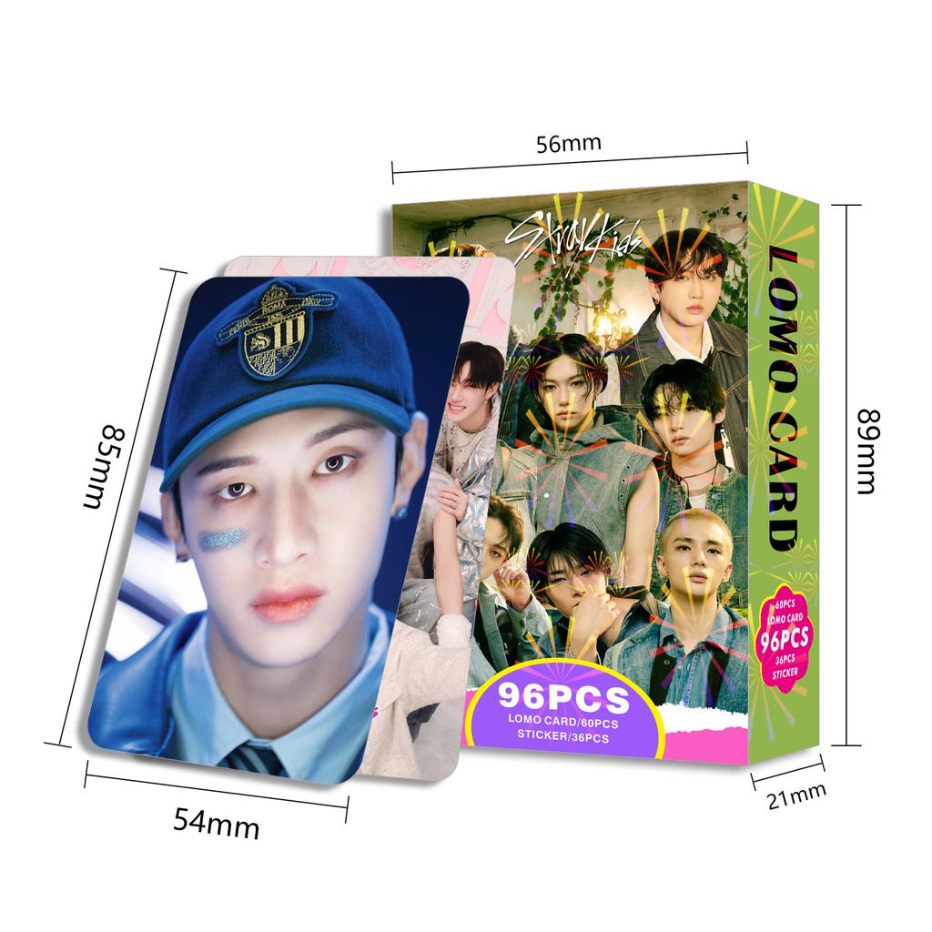 Straykids 96 Pcs Lomo Cards And Stickers Box 60 Double Sided Photocards 36 Stickers Idol Support Collectable Gift For Fans Premium Quality