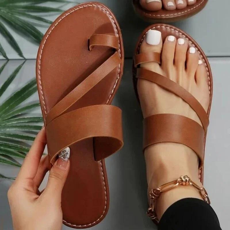 Fashion Women Minimalist Thong Sandals 2025 New Fashion Flat Sandals Summer Outdoor Beach Vacation Leisure Woman Shoes
