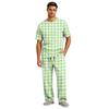 Men's Short Sleeve Pajama Set with Button Fly and Elastic Drawstring Waist for Home Loungewear
