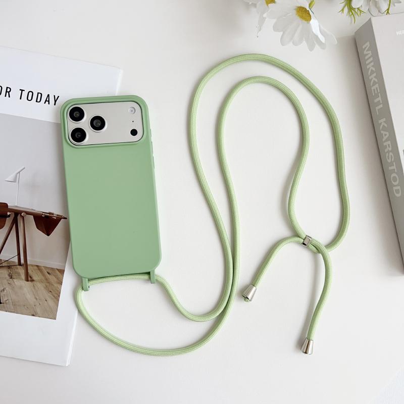 Crossbody Lanyard Flüssigsilikon Handyhülle Für iPhone 17 Pro Max 15 14 13 16 Pro Max Seil Schulter Candy Farbe Weiche Rückseite
